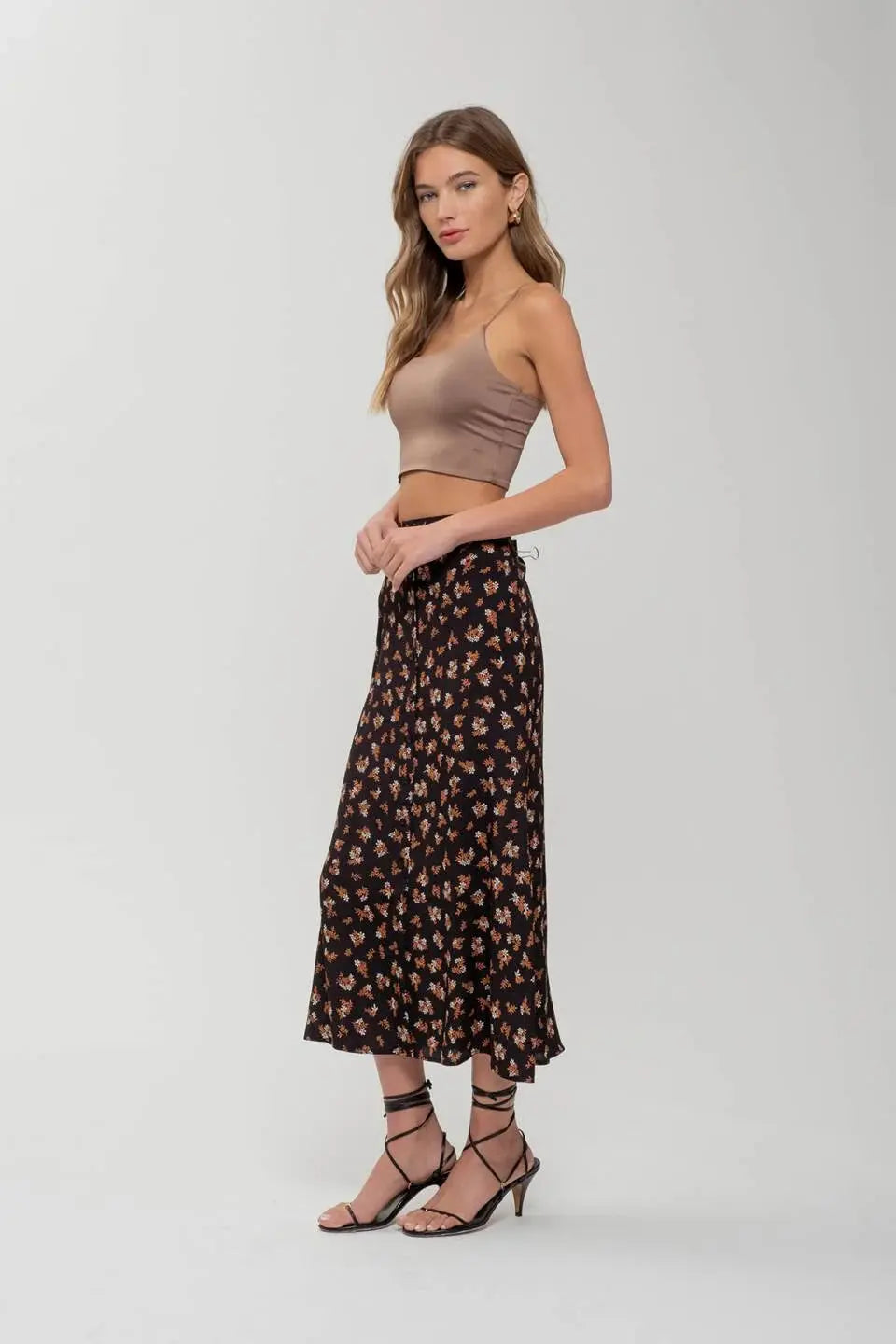 Blu Pepper Love Story Skirt – High Waist Floral Skirt with Front Slit    BLU PEPPER