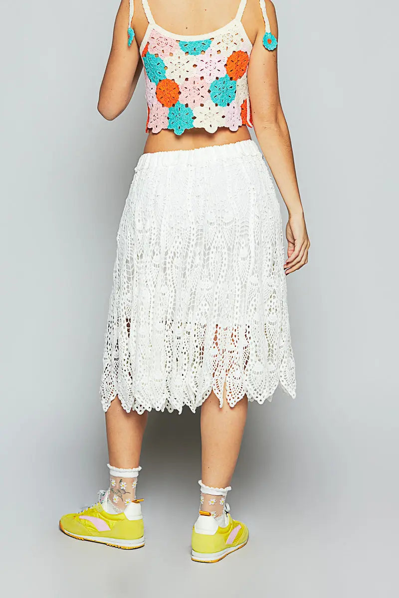 Pol Clothing Inc. Summer Sparks Skirt – Crochet Midi Skirt with Lining in 100% Cotton    POL CLOTHING, INC