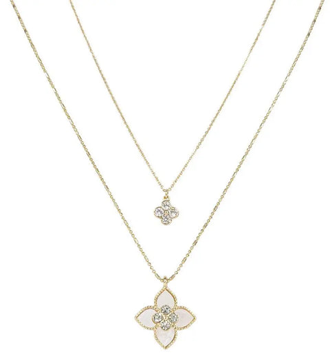 Joia CZ Double Layer Necklace – Pendant with Crystal Accents