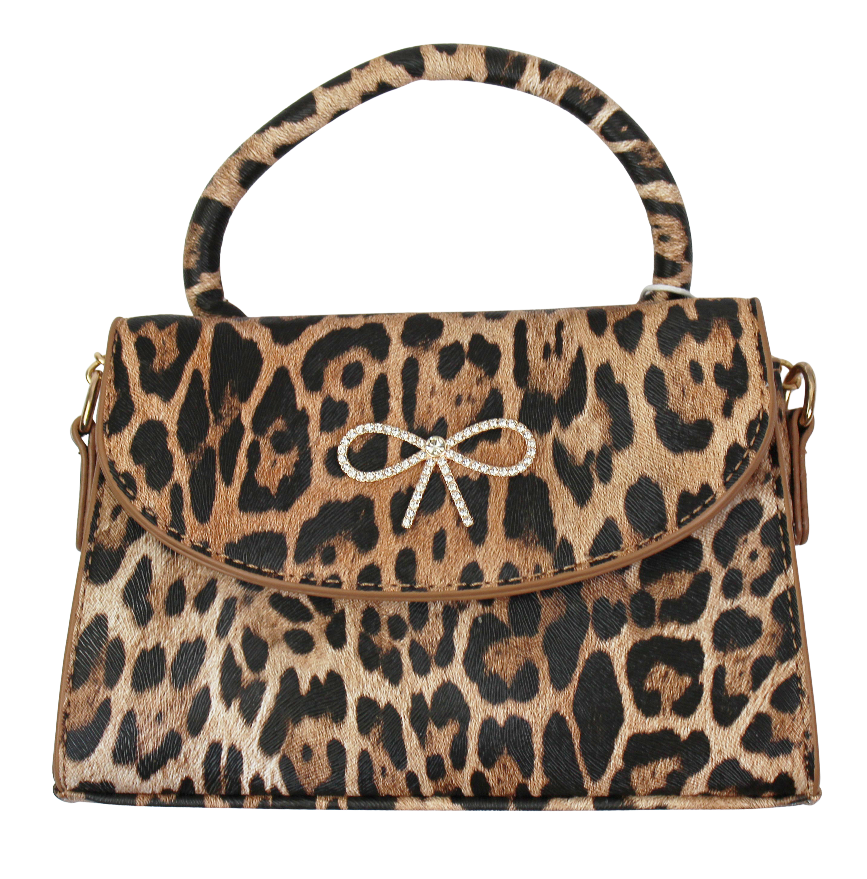 oia Wild Charm Handbag – Animal Print Purse with Rhinestone Bow    JOIA TRADING CO.
