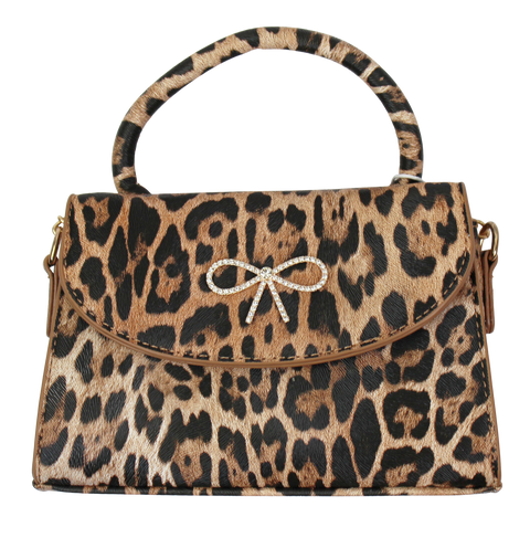 Joia Wild Charm Handbag – Animal Print Purse with Rhinestone Bow