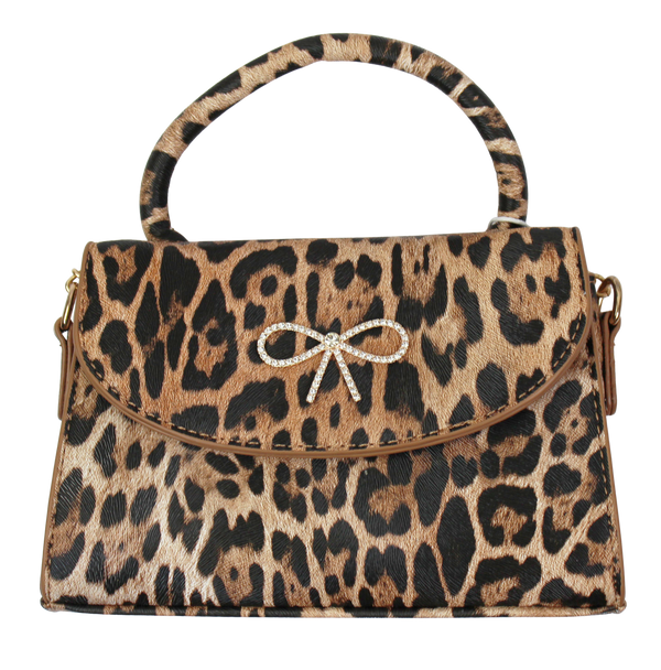 oia Wild Charm Handbag – Animal Print Purse with Rhinestone Bow    JOIA TRADING CO.