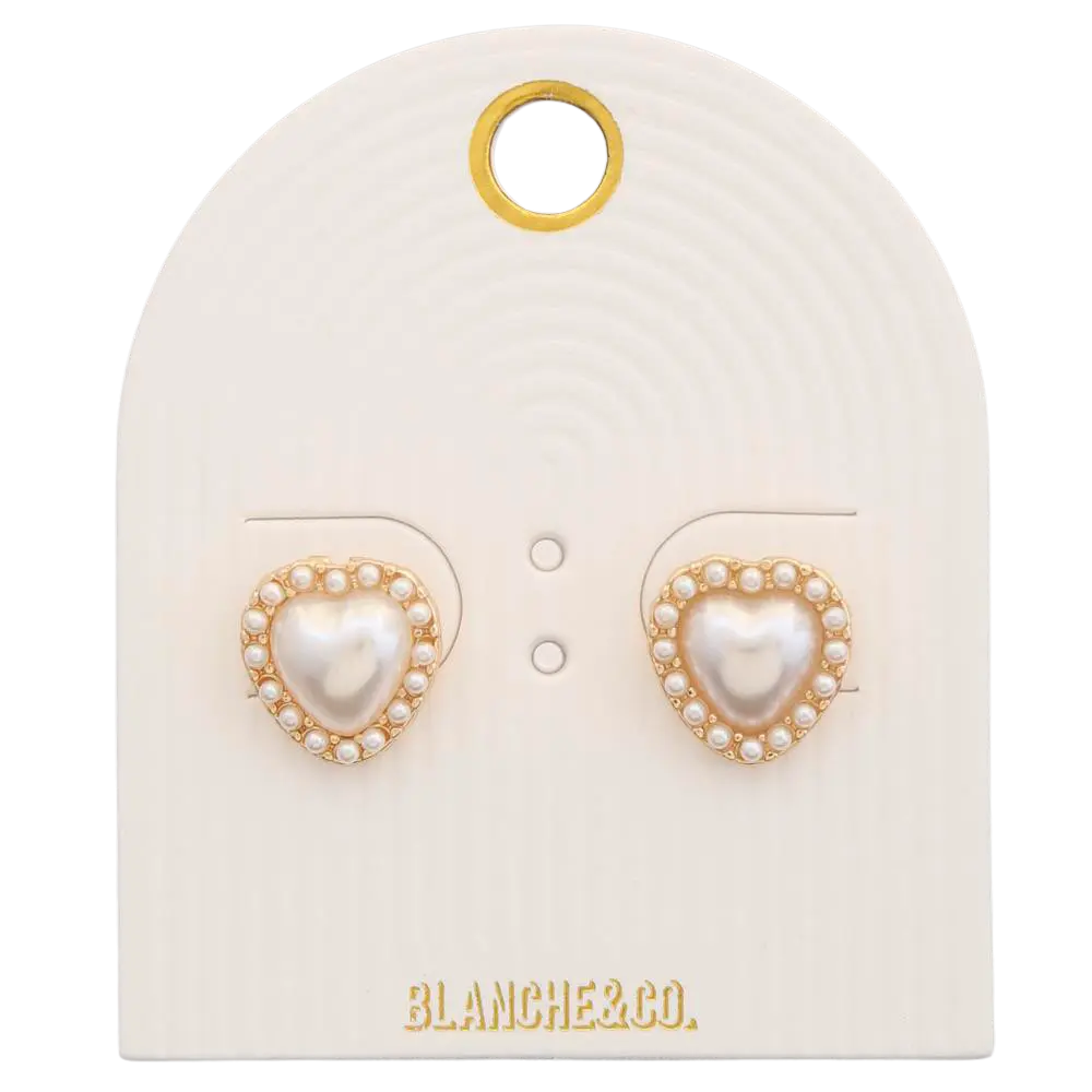 Joia Accessories Camilla Heart Post Earrings w/ Pearls – Classic & Timeless Style    JOIA TRADING CO.