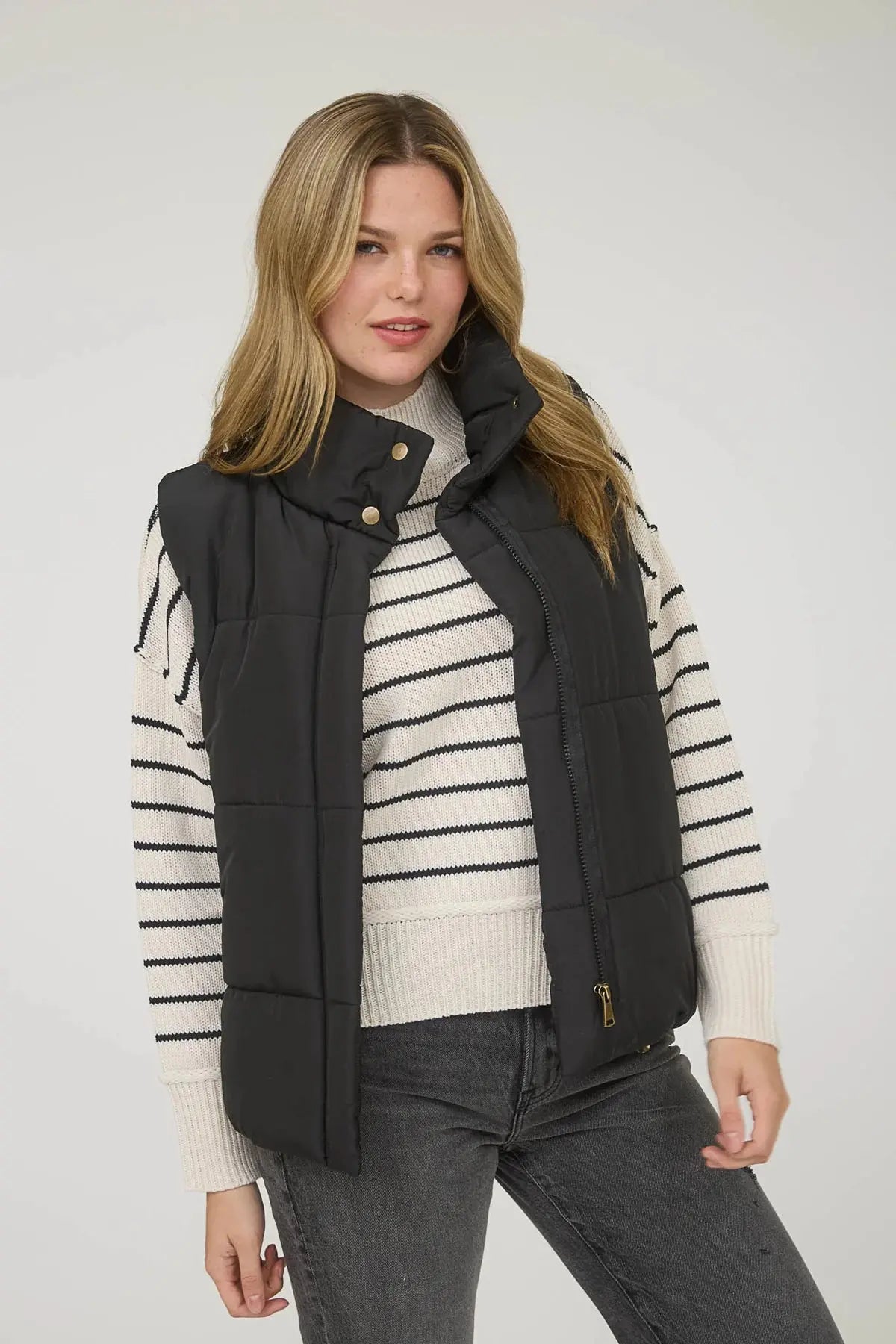 Blu Pepper Cozy Night Vest – High Neck Zip-Up Sleeveless Layer    BLU PEPPER