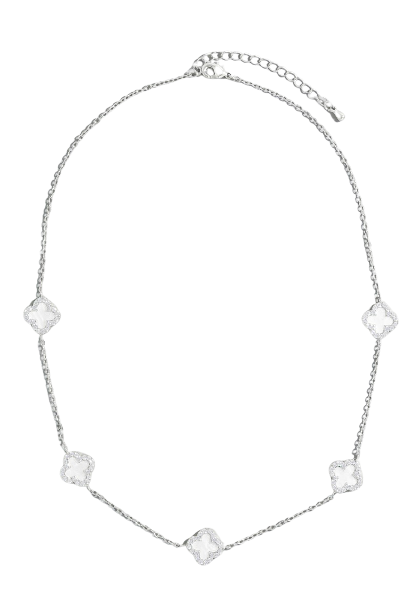 Fame Enchanted Clover Necklace – CZ Clover Station Chain    FAME ACCESSORIES