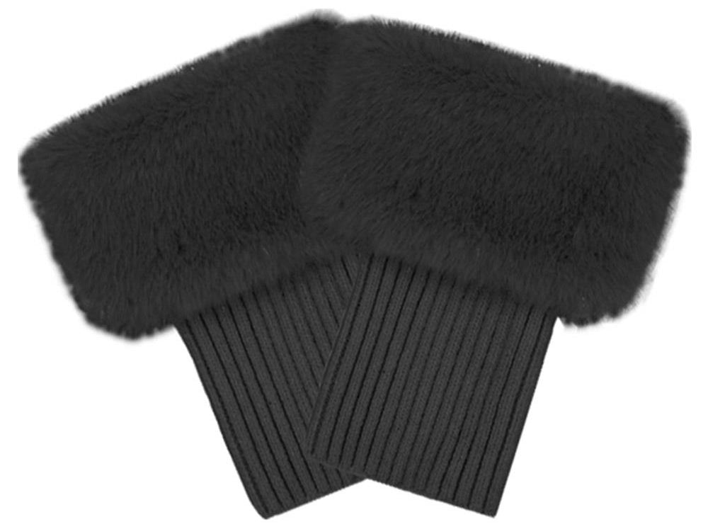 CC Metallic Short Fur Knit Boot Cuff – Cozy Winter Boot Accessory  BLACK / OS  CHEVEUX CORP.