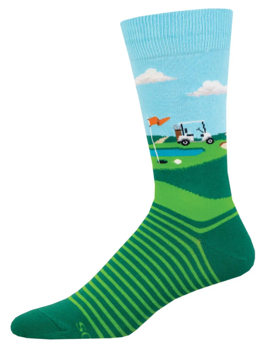 Socksmith Fore Putt Crew Socks – Golf Course Novelty Socks for Men    SOCK SMITH
