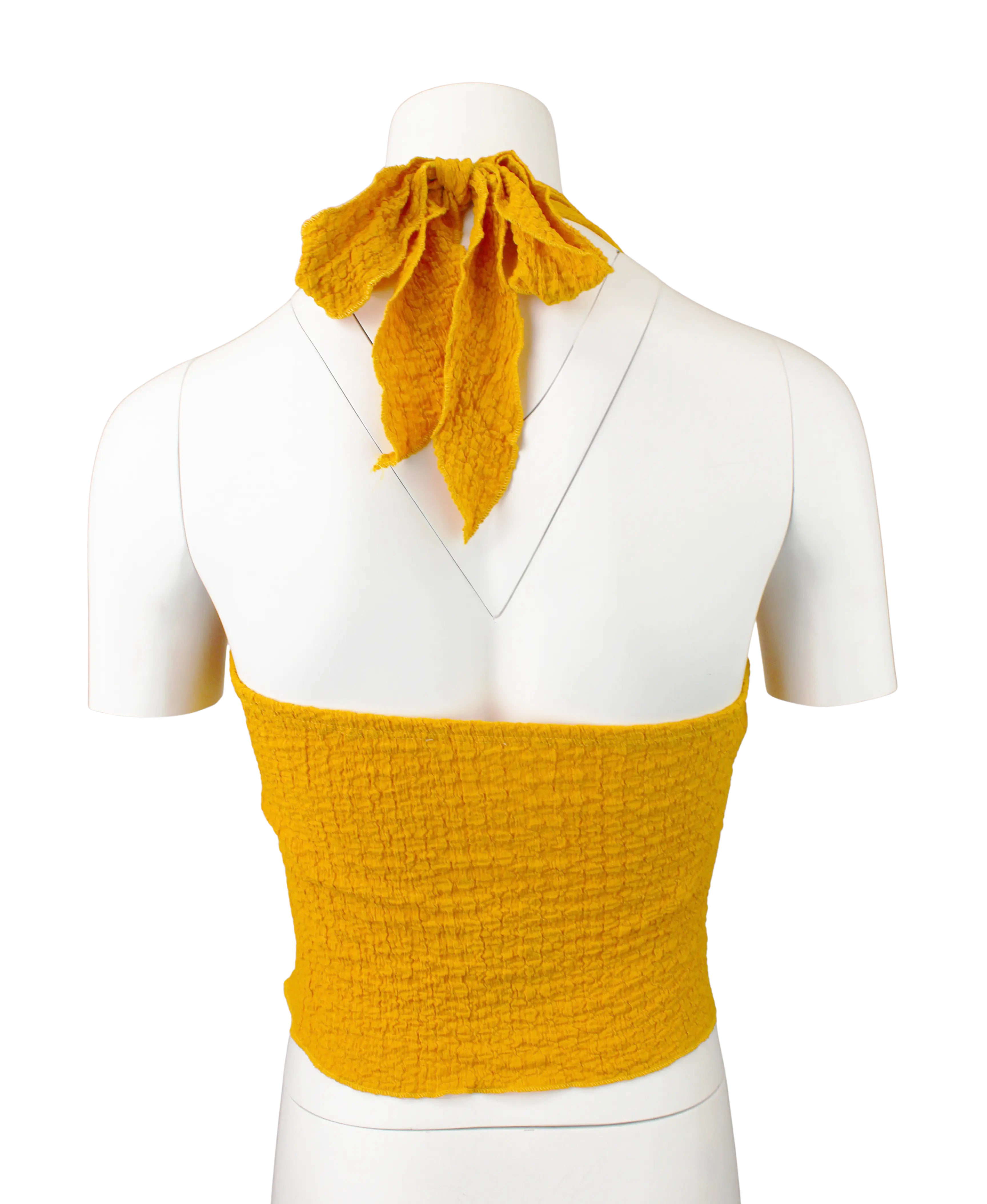 Timing Inc. Golden Girl Top – Halter Tie-Back Textured Tank    TIMING INC