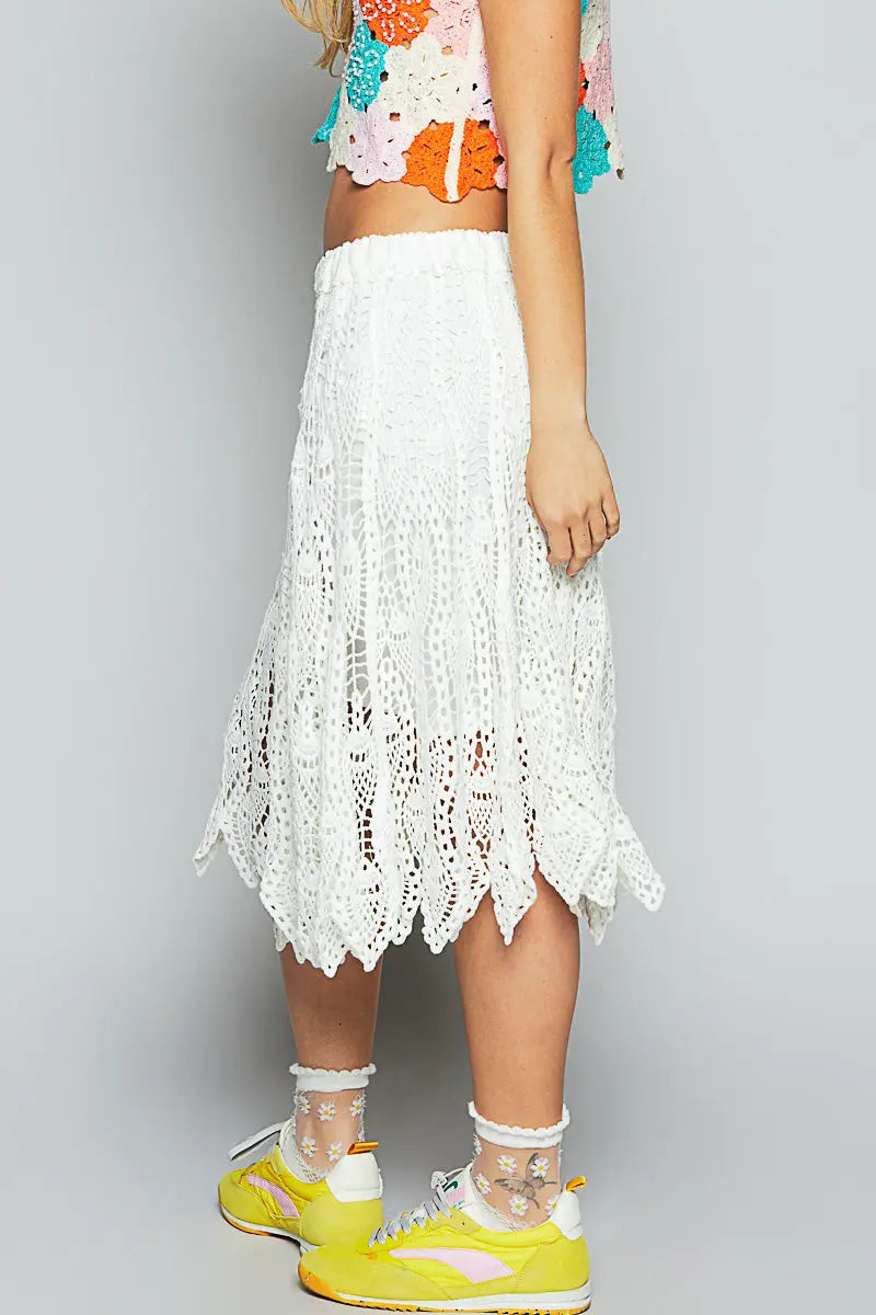 Pol Clothing Inc. Summer Sparks Skirt – Crochet Midi Skirt with Lining in 100% Cotton    POL CLOTHING, INC