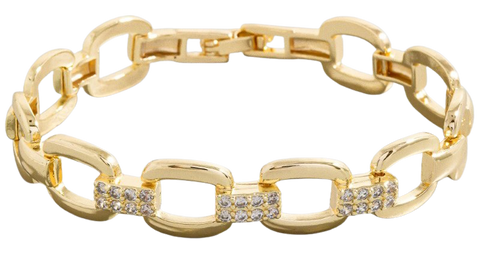 Fame City Lights Radiant Link Bracelet – Gold-Dipped CZ Pavé