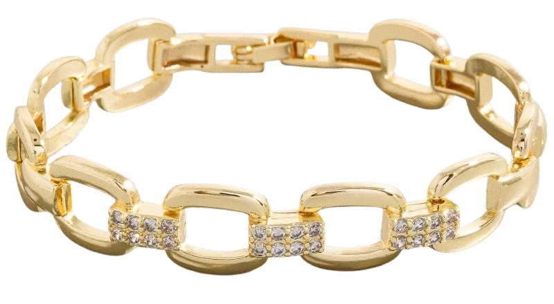 Fame City Lights Radiant Link Bracelet – Gold-Dipped CZ Pavé    FAME ACCESSORIES