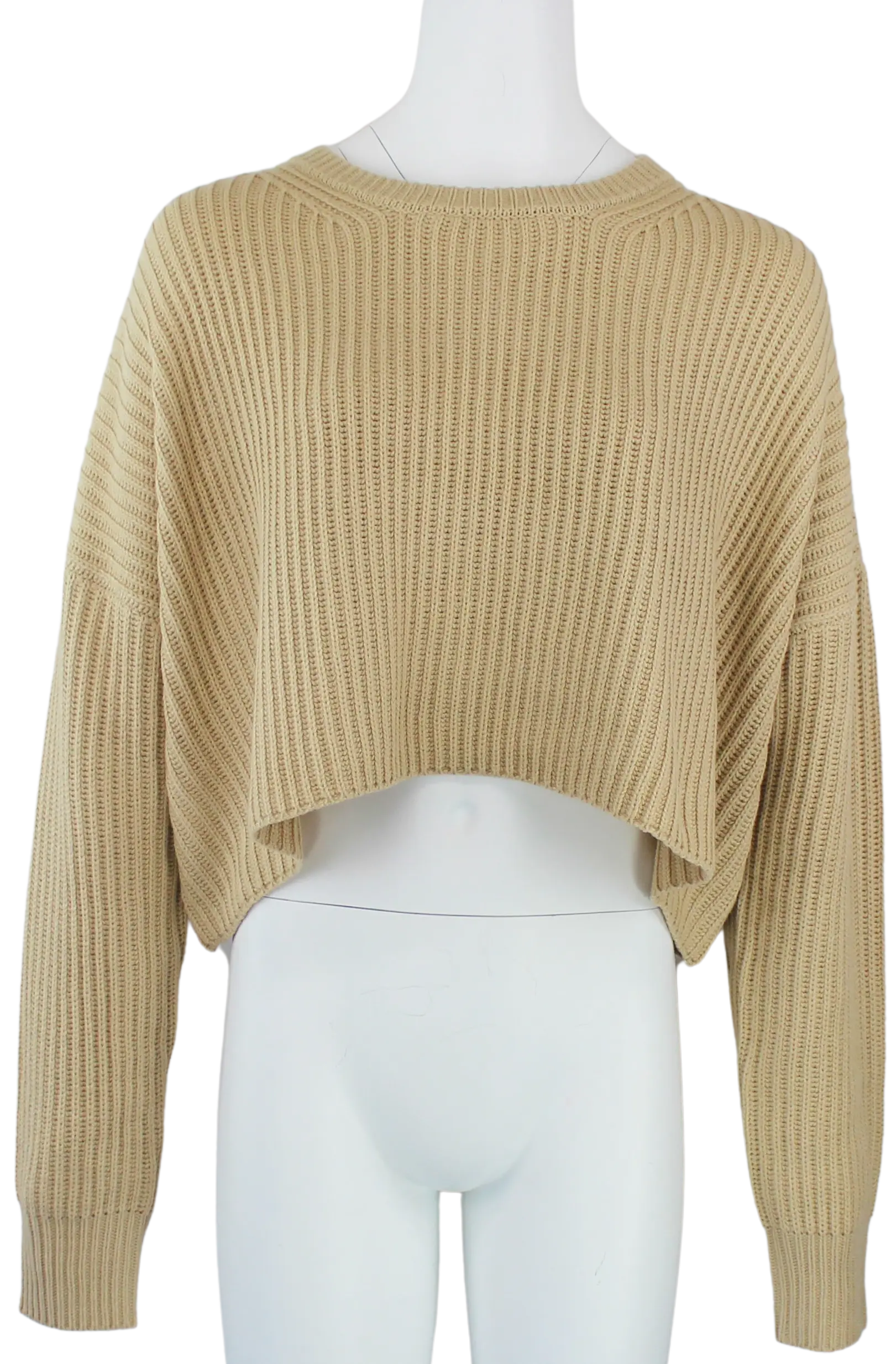 Hyfive Inc. Coffee Break Sweater – Cropped Ribbed Knit Pullover  TAUPE-L  HYFIVE INC