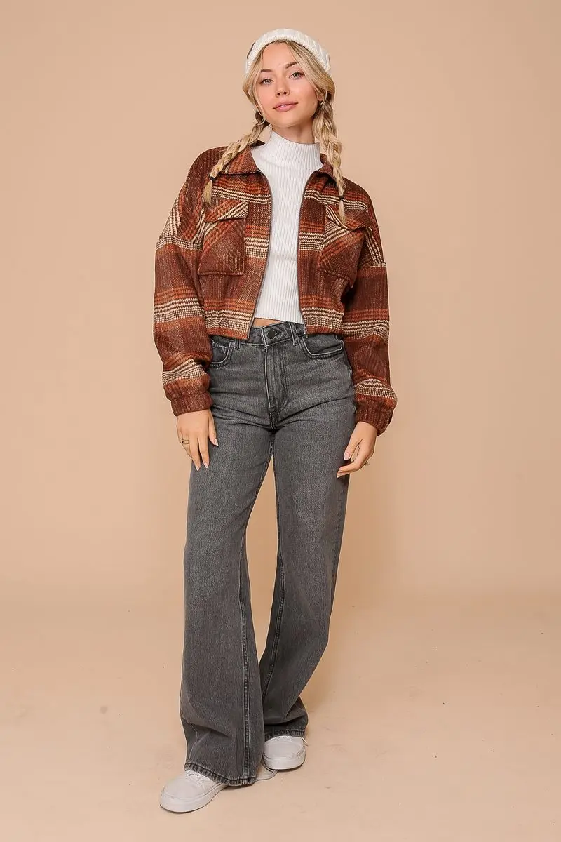 Timing Inc. Harvest Trail Jacket – Cozy Plaid Zip-Up Flannel    TIMING INC