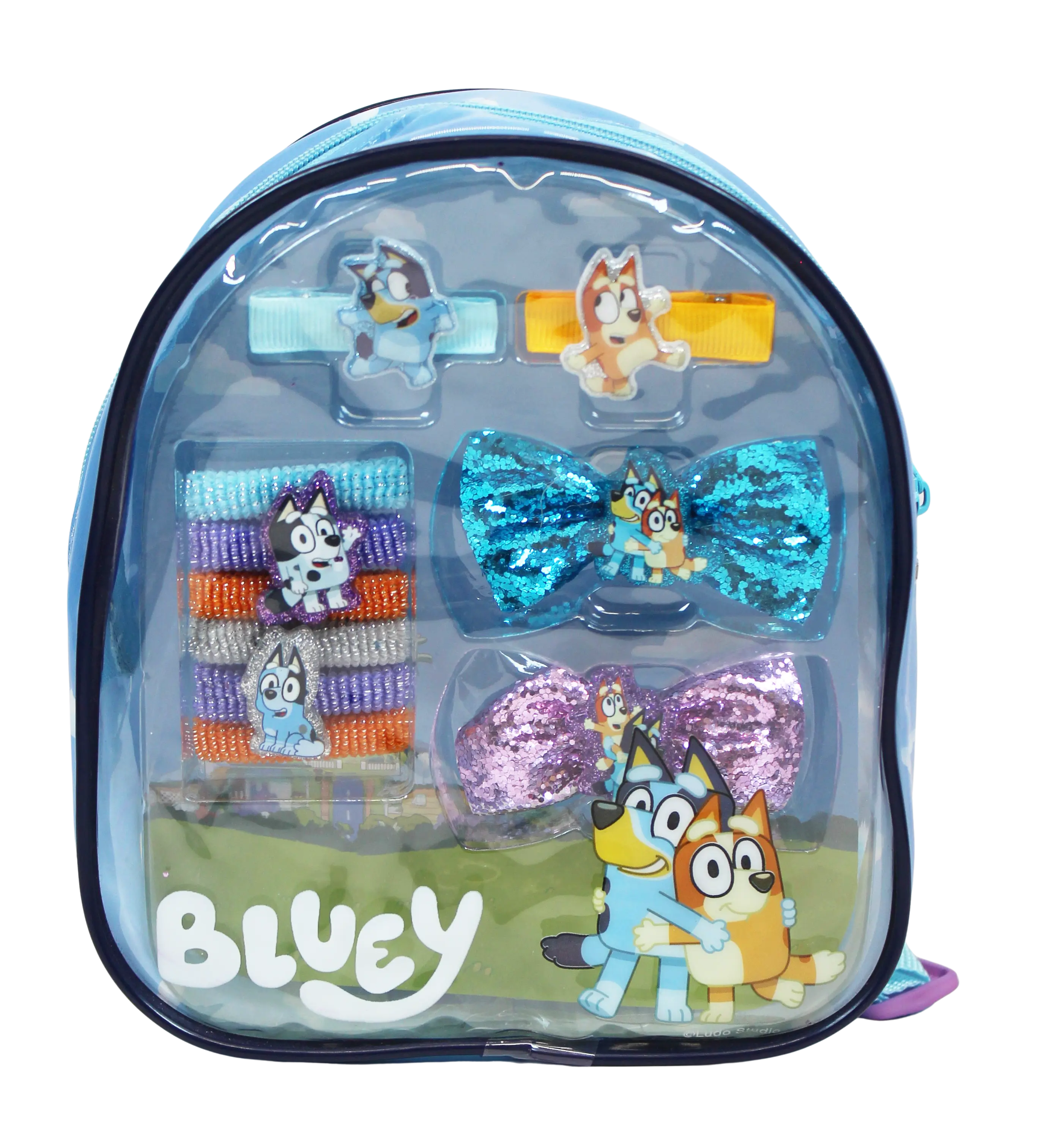 Joia Accessories Bluey Hair Accessories Mini Backpack – Kids Hair Clip & Bow Set    JOIA TRADING CO.