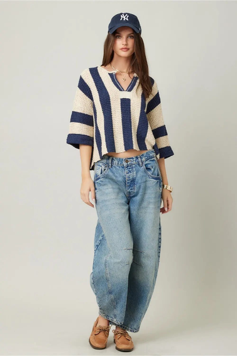 Illa Illa Sailing The Sunset Top – Cropped Striped Knit Sweater    ILLA ILLA