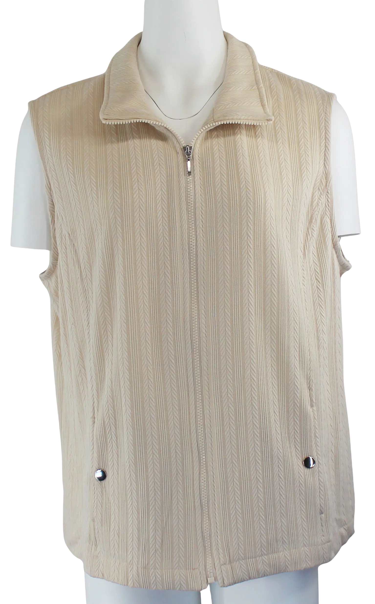 L. Hamrick Open Mind Solid Vest – Textured Zip-Up Layering Vest  OYSTER / XL  L HAMRICK