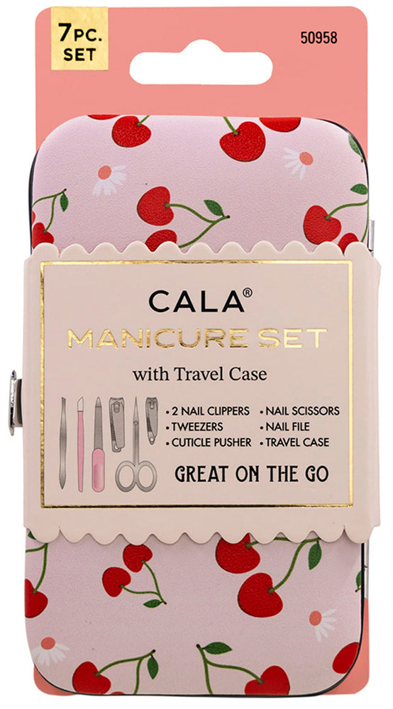 Joia Manicure Set – Portable 7-Piece Nail Care Kit with Travel Case  CHERRIES / EA  JOIA TRADING CO.