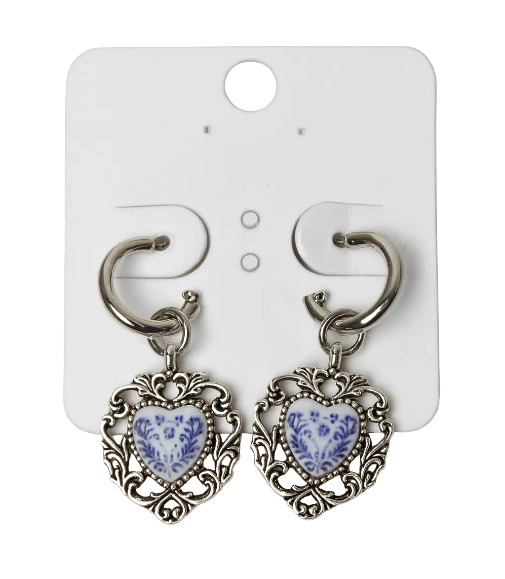 Joia Accessories Hazel Vintage Dangle Earrings – Antique-Inspired Heart Style  SILVER-BLUE / EA  JOIA TRADING CO.