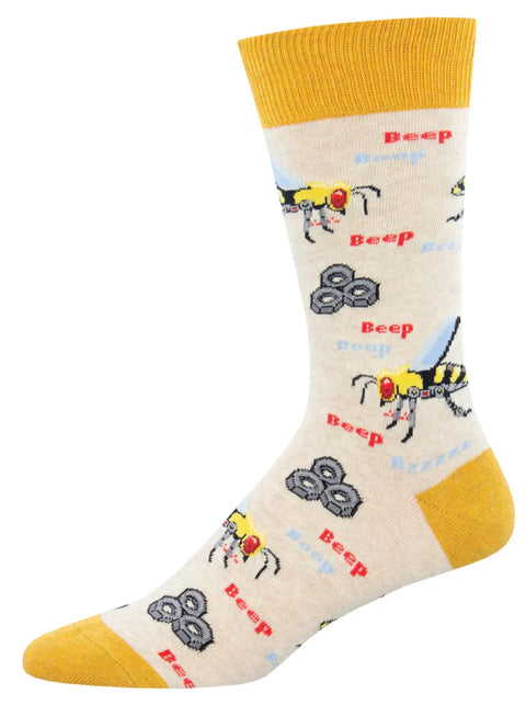 Men’s Socksmith Buzzted Socks – Quirky Bee & Gear Design