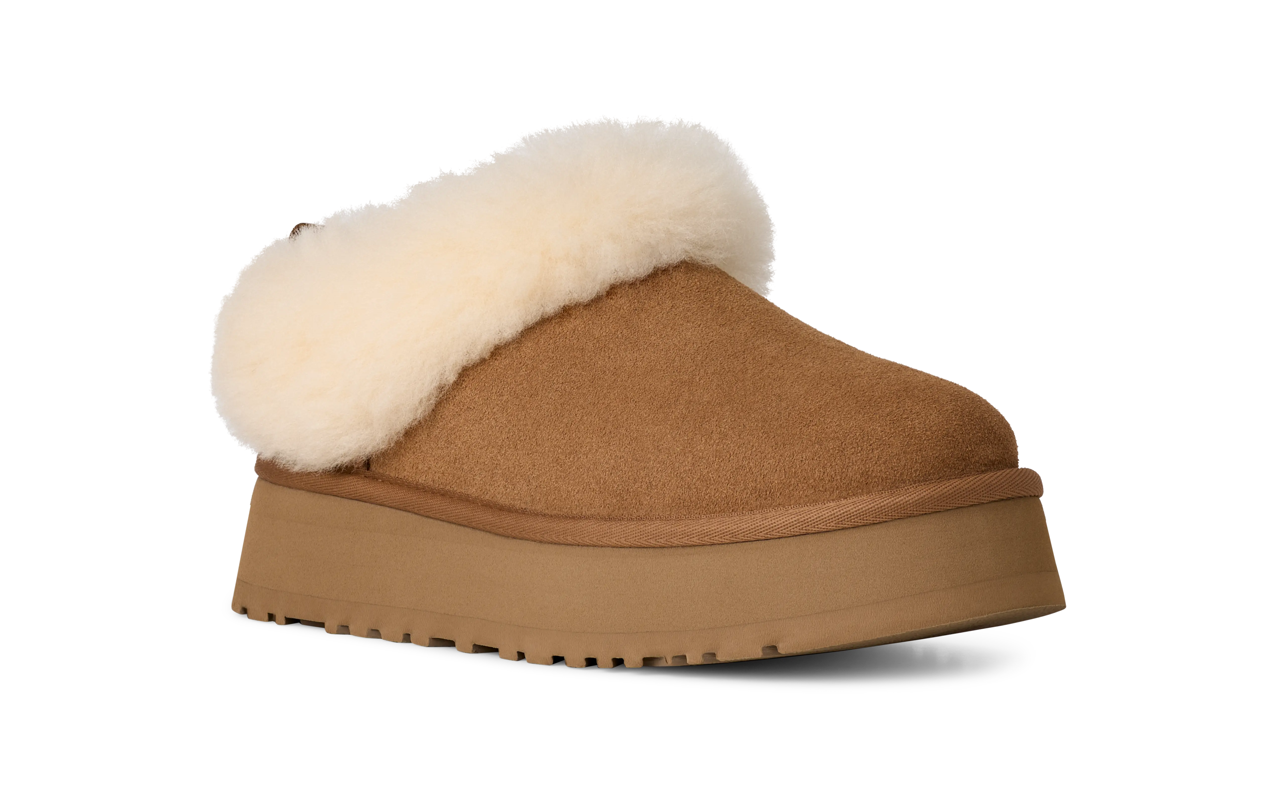 Women’s UGG Tazzette – Cozy Sheepskin Indoor-Outdoor Platform Slipper  CHESTNUT / 10  UGG