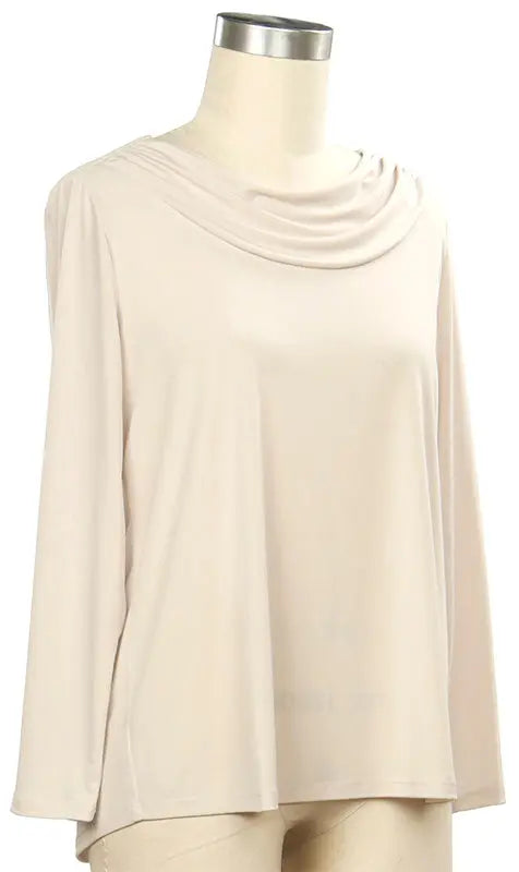 L. Hamrick Linda Wink & Smile Solid Drape Neck Top – Elegant, Stylish & Comfortable Style    L HAMRICK