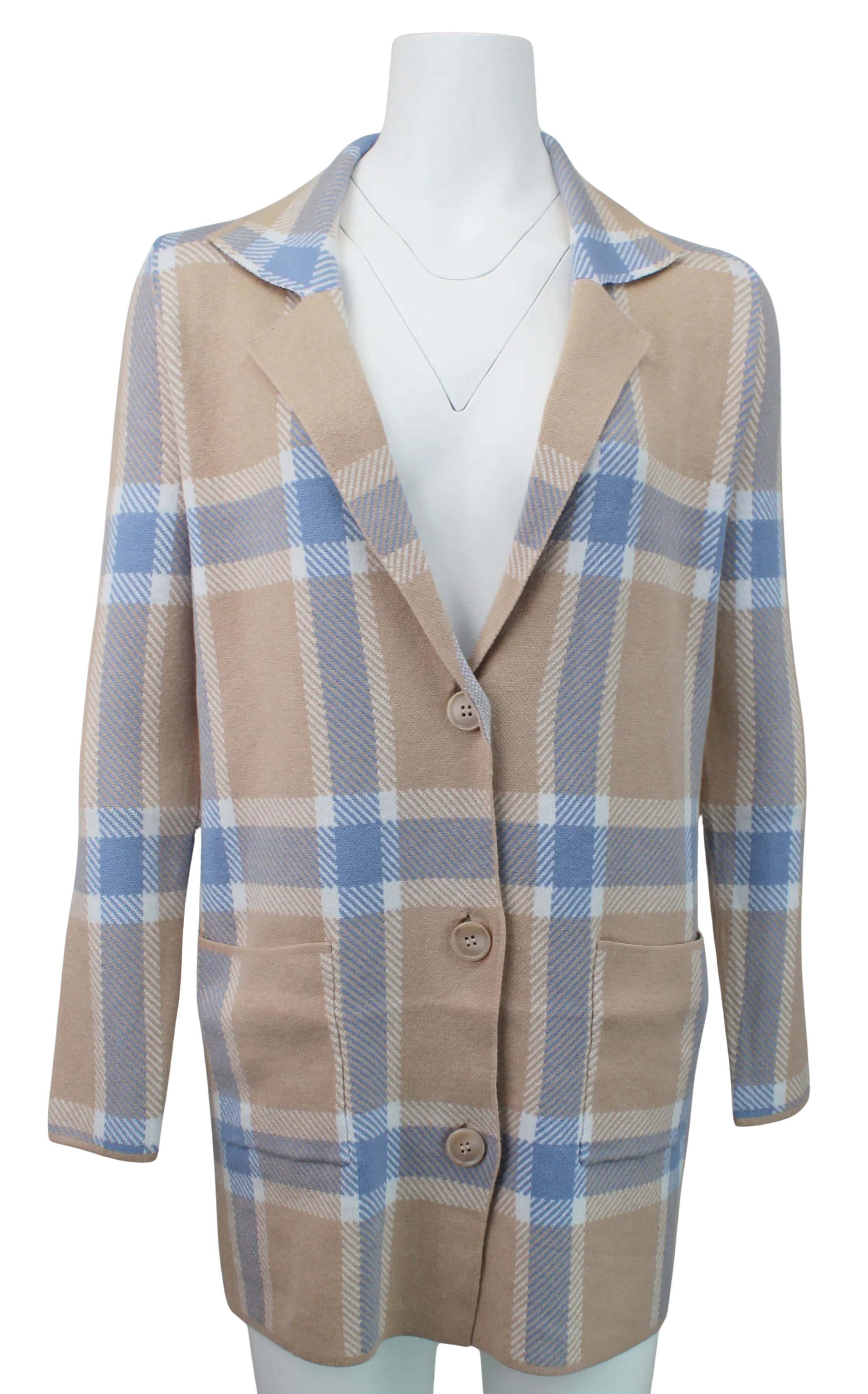 Keren Hart Sophia Plaid Cardigan – Classic Open-Front Layering Piece    KEREN HART