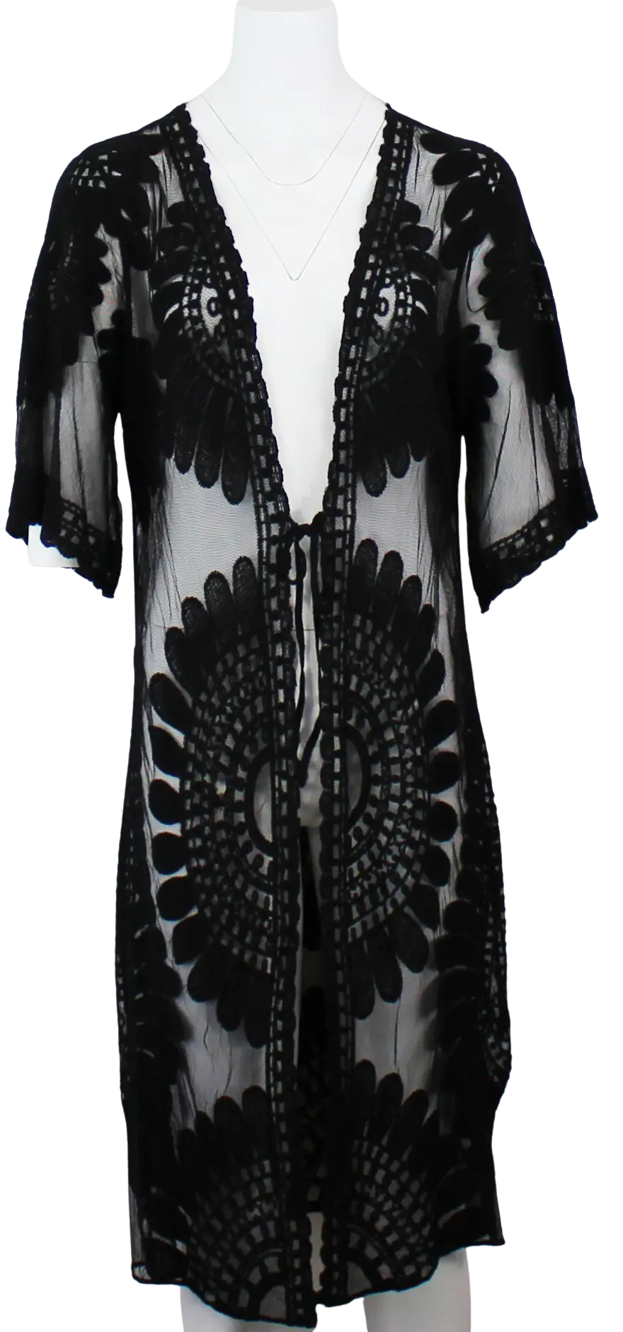 Keren Hart June Knitted Cardigan – Boho Lace Layering with Vintage Elegance  BLACK-XL  KEREN HART