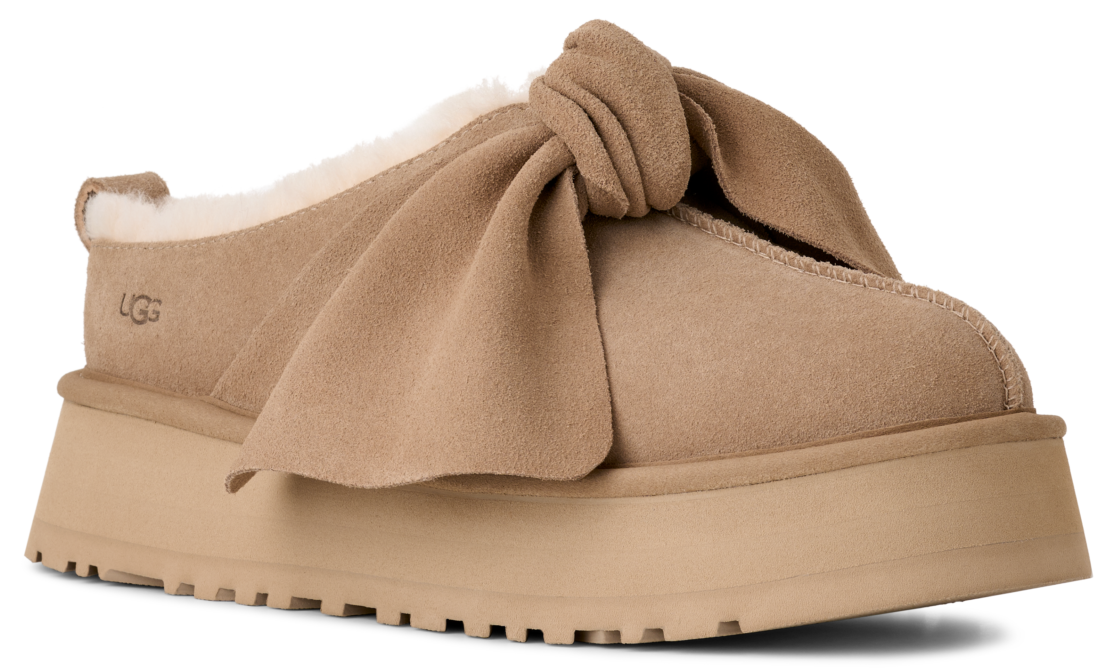 Women’s UGG Platform Slip-On Bow – Stylish Comfort Footwear  SAND / 10  UGG