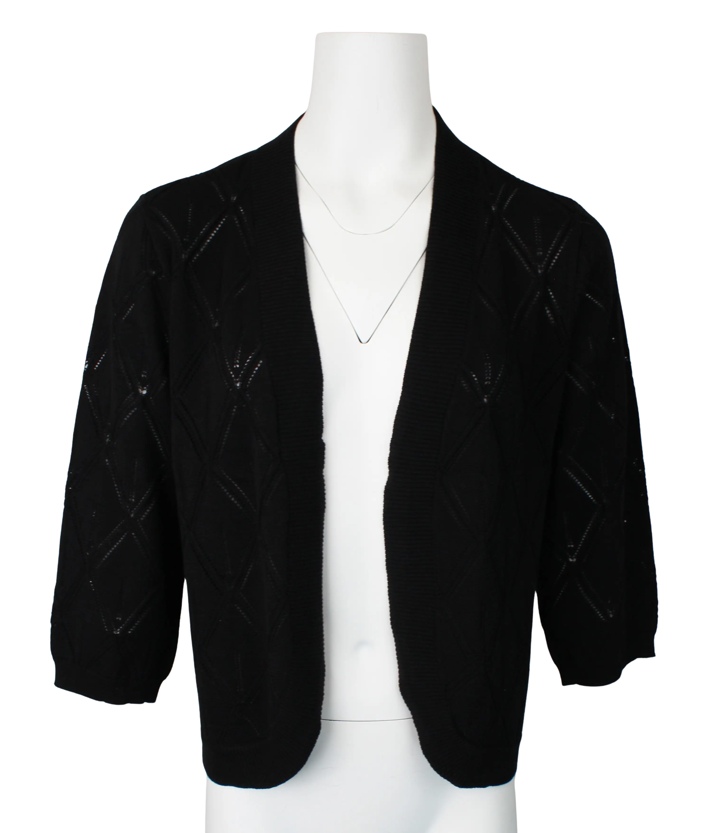 L. Hamrick 3/4 Shandelle Pointelle Cardigan – Timeless Lightweight Layering Piece    L HAMRICK
