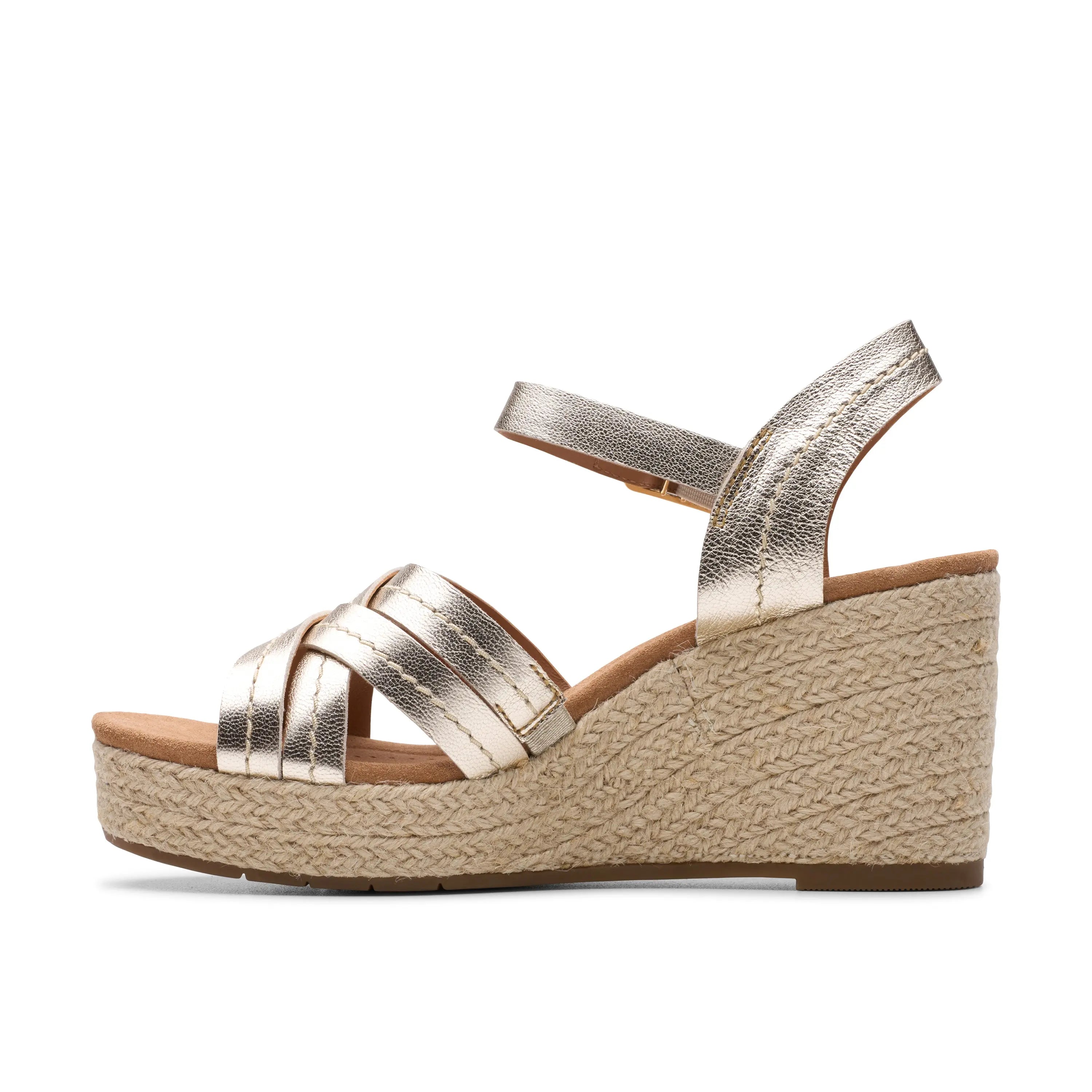 Clarks Sabrina Strap – Leather Wedge Sandal with Contour Cushion Footbed    CLARKS