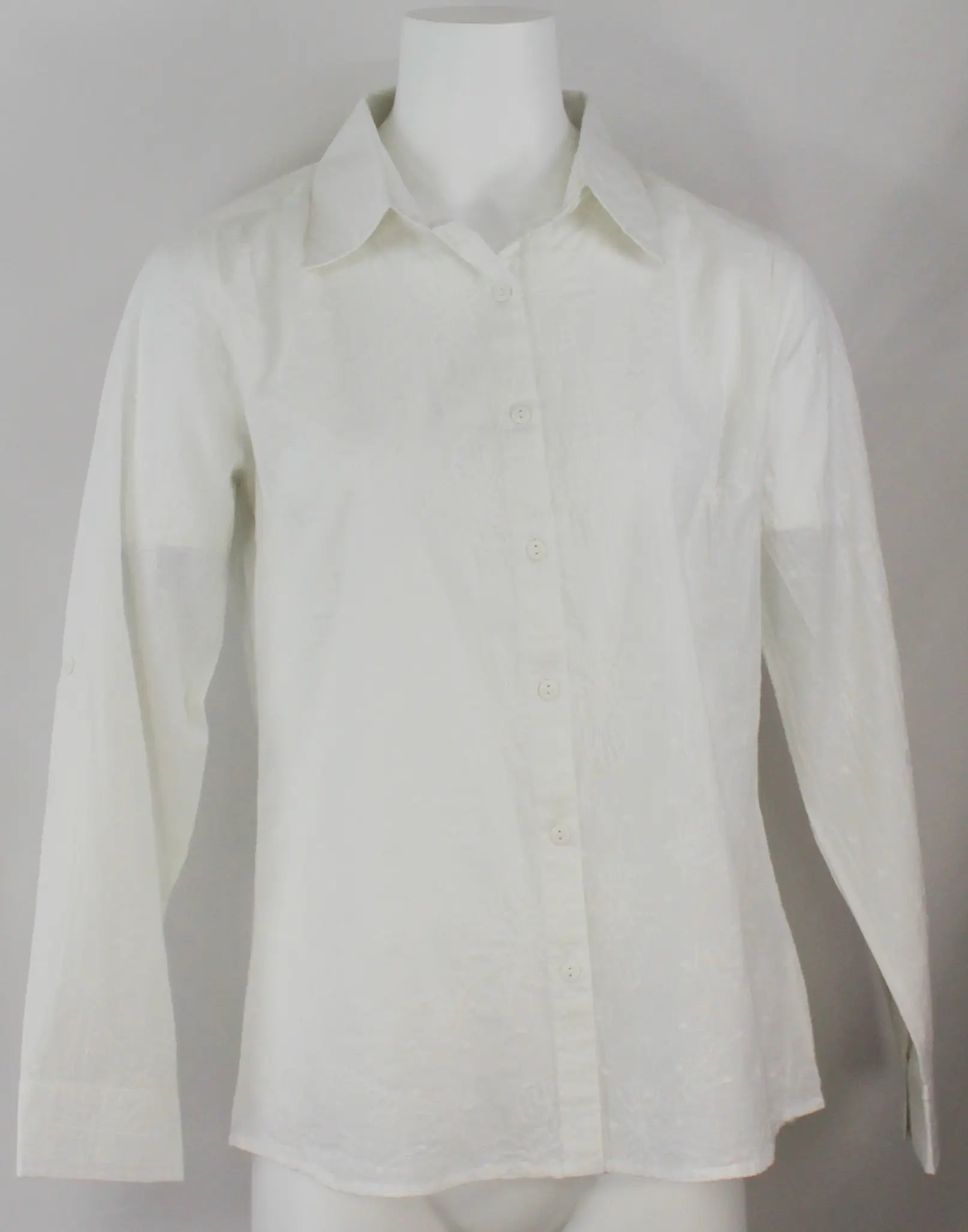 Keren Hart Iris Button Down – Classic Cotton Shirt with Floral Texture  WHITE-XL  KEREN HART