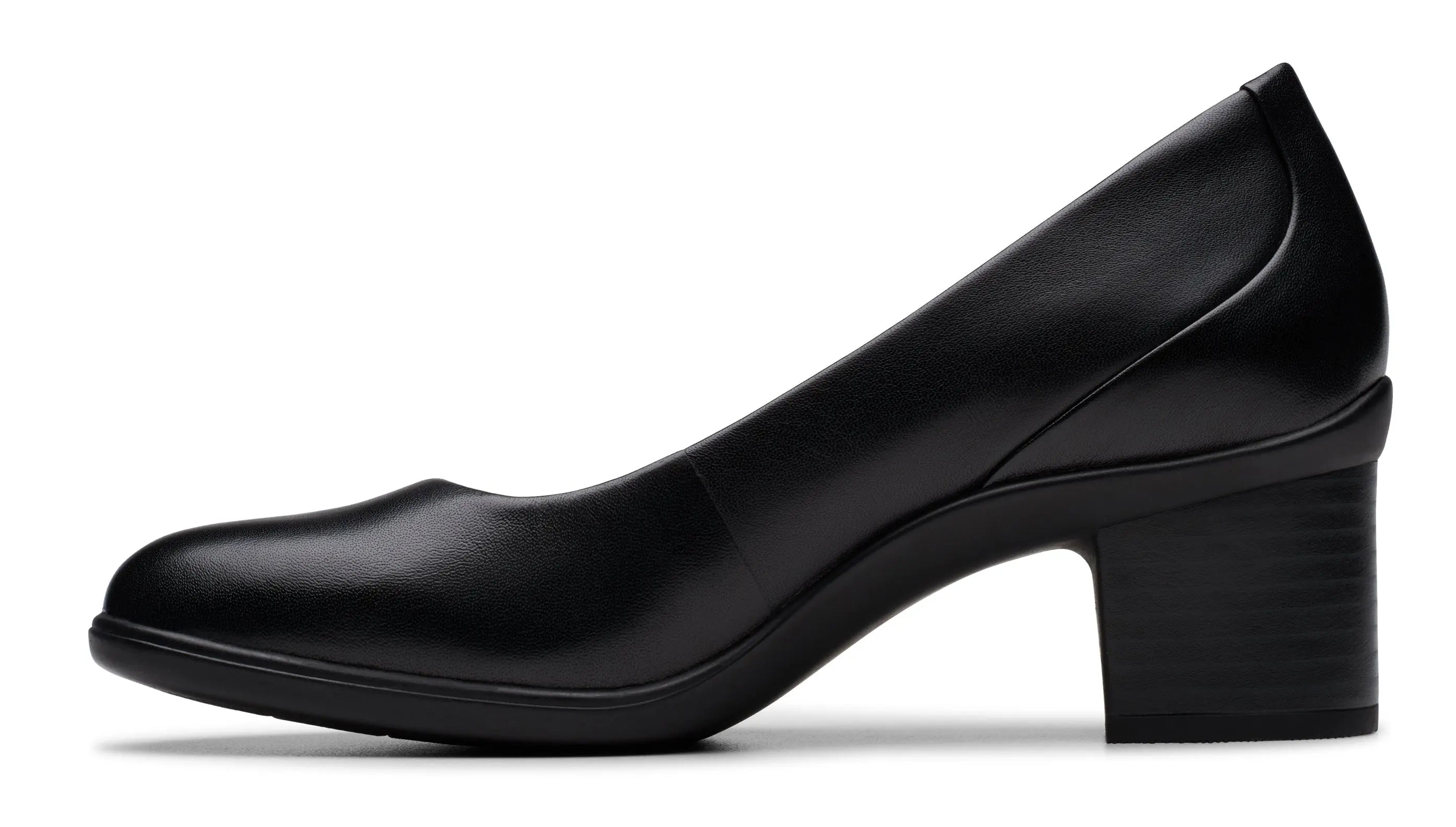 Women's Clarks Shaya Poppy – Leather Court Shoes with Elegant Mid Heel    CLARKS