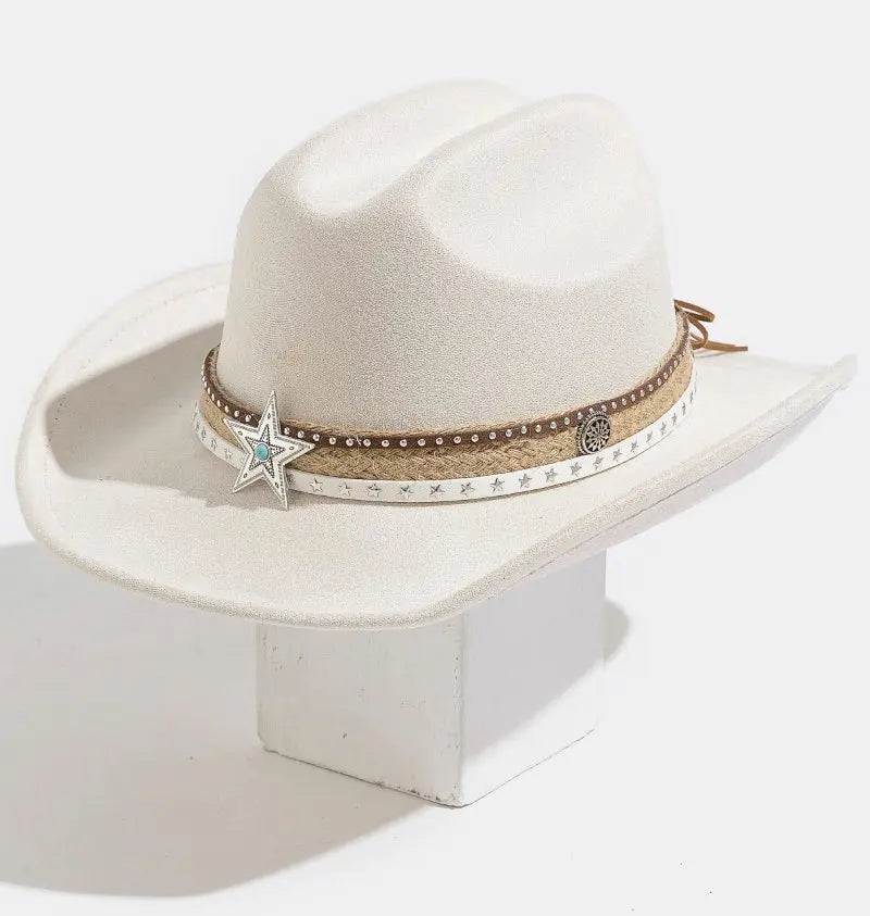 Fame Accessories Nellie Western Star Roped Cowboy Hat – Chic Western Style    FAME ACCESSORIES