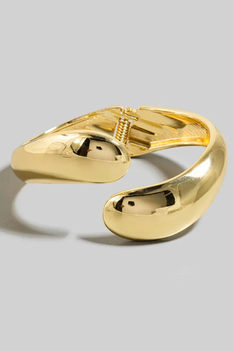 Fame Accessories Camie Gold Bangle – Modern Sculpted Hinge Bracelet    FAME ACCESSORIES