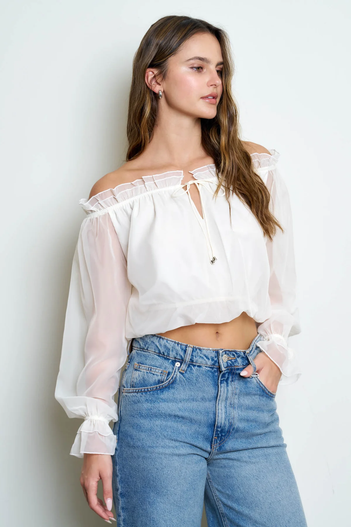 ROMANTIC OFF THE SHOULDER TOP    BLU PEPPER