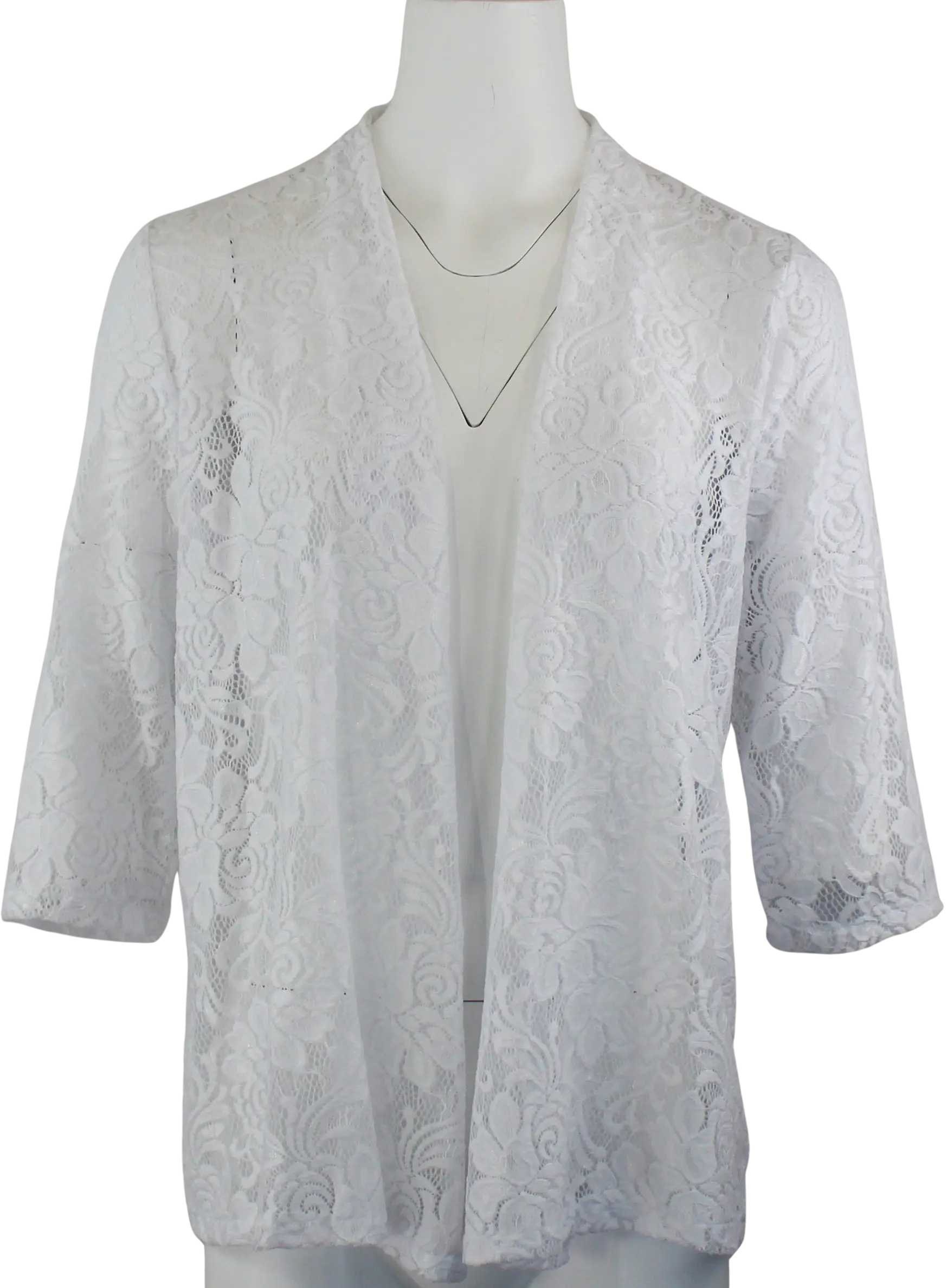 L. Hamrick Connie 3/4 Lace Jacket – Elegant, Lightweight & Perfect for Layering  WHITE-XL  L HAMRICK