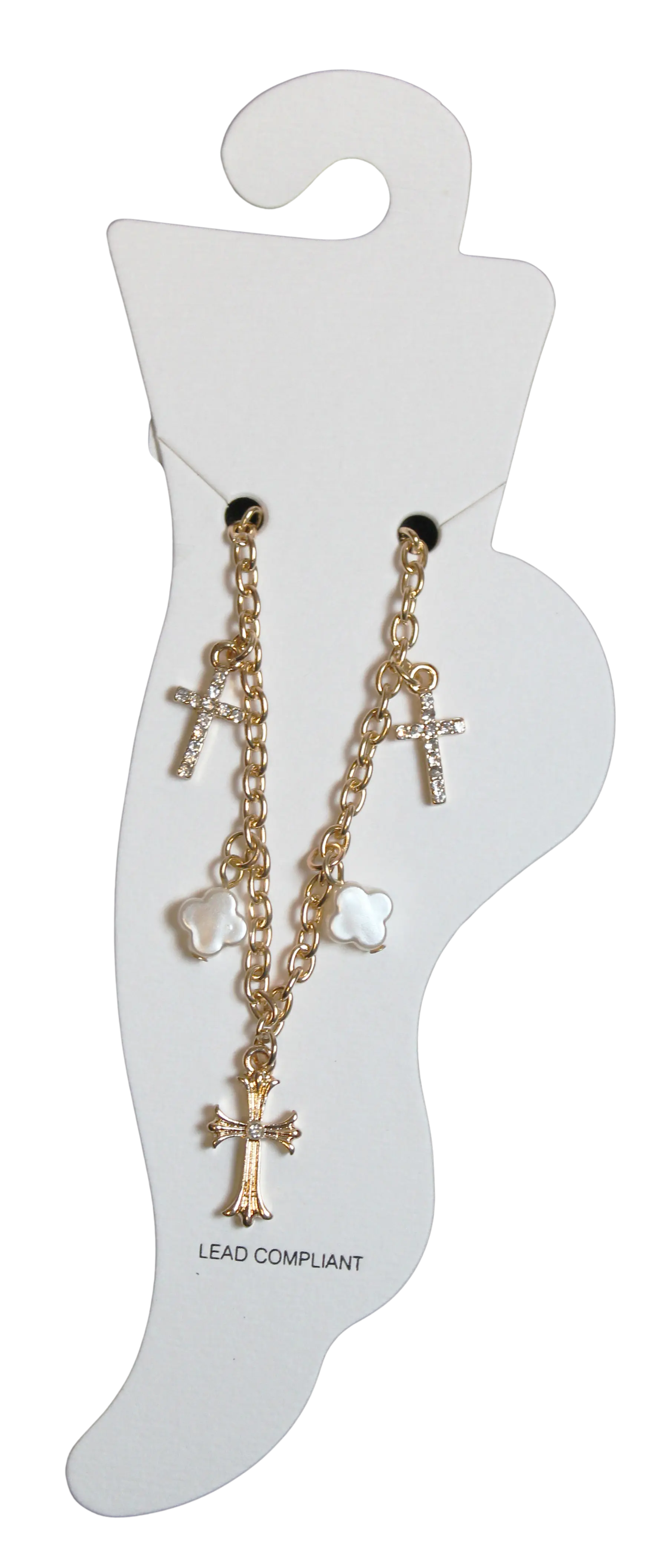 Joia Accessories Maria Cross Charm Anklet – Elegant Gold-Tone Jewelry    JOIA TRADING CO.