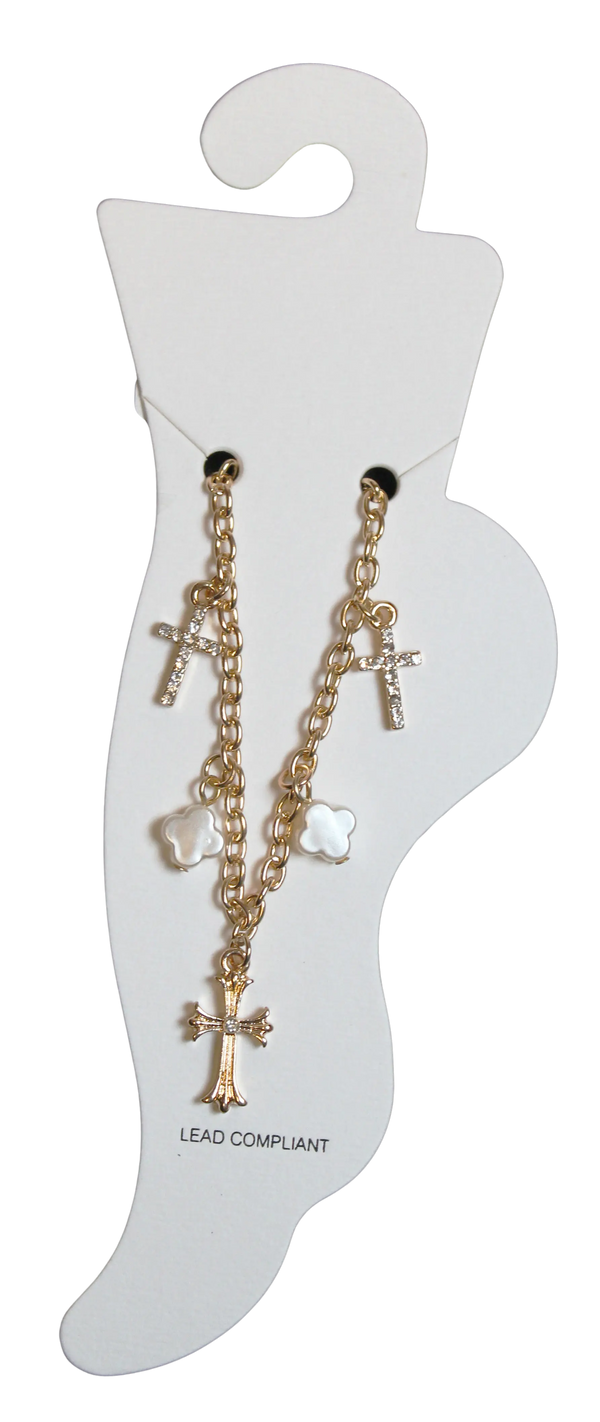 Joia Accessories Maria Cross Charm Anklet – Elegant Gold-Tone Jewelry