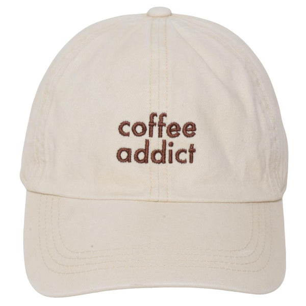 Joia Coffee Addict Hat – Cotton Embroidered Casual Cap  BEIGE W/BROWN LETTERING / EA  JOIA TRADING CO.