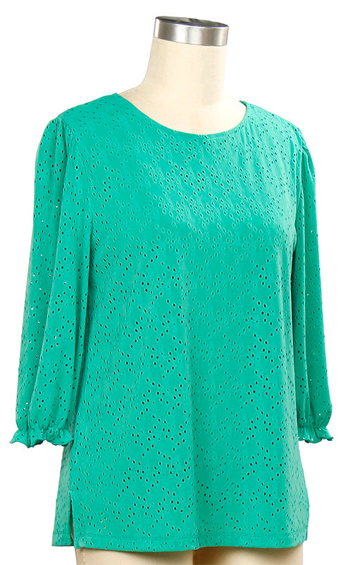 L Hamrick Willow Eyelet Top – Elegant Everyday Blouse    L HAMRICK