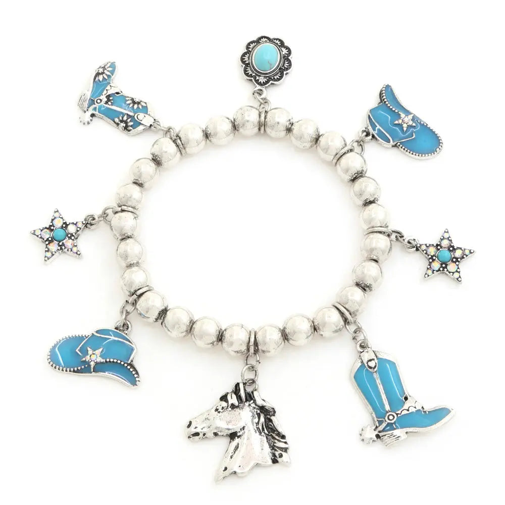 Joia Accessories Millie Western Charm Bracelet – Turquoise Accents & Western Style    JOIA TRADING CO.