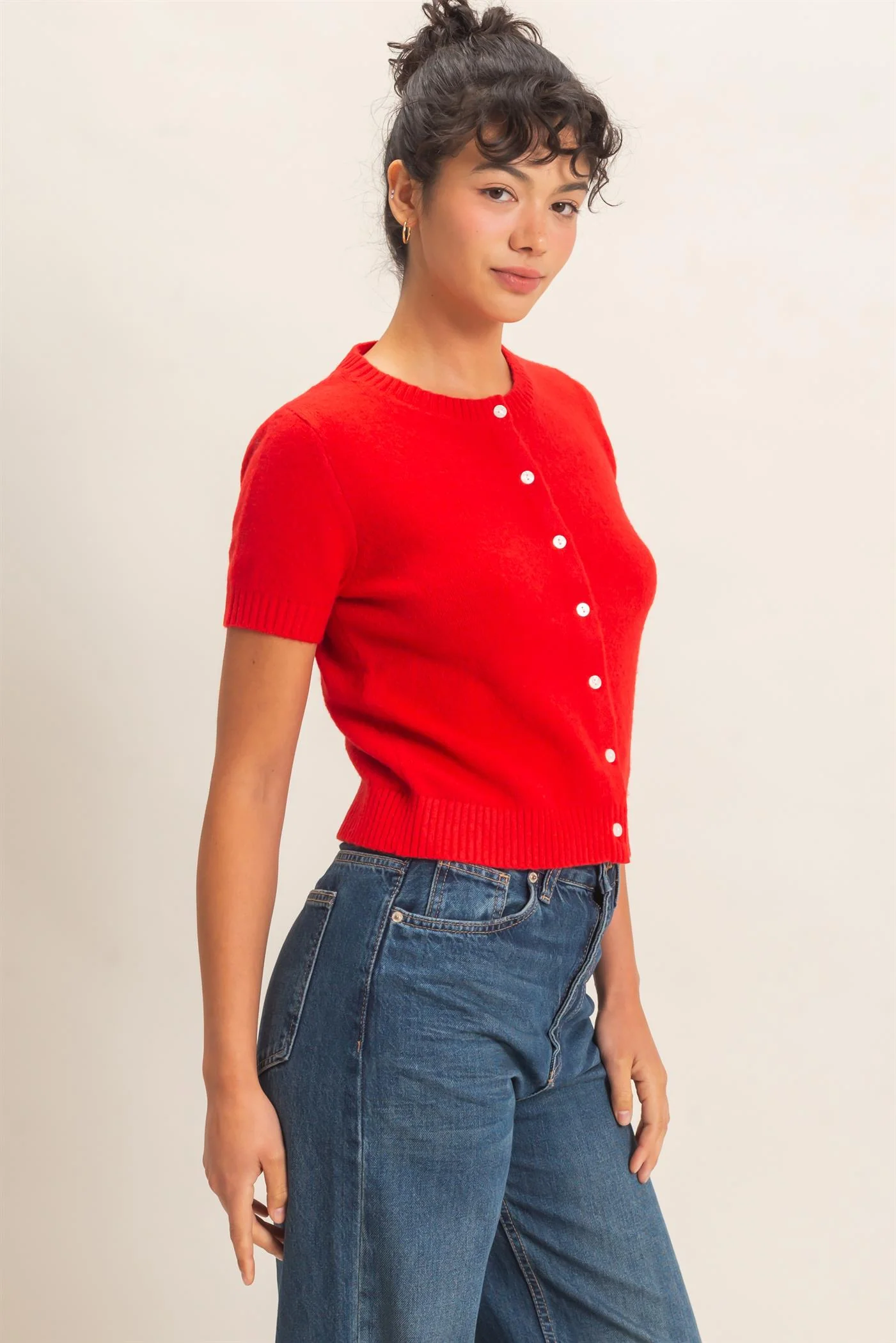 Hyfive Sweetly Buttoned Knit Top – Classic Charm with a Flattering Fit