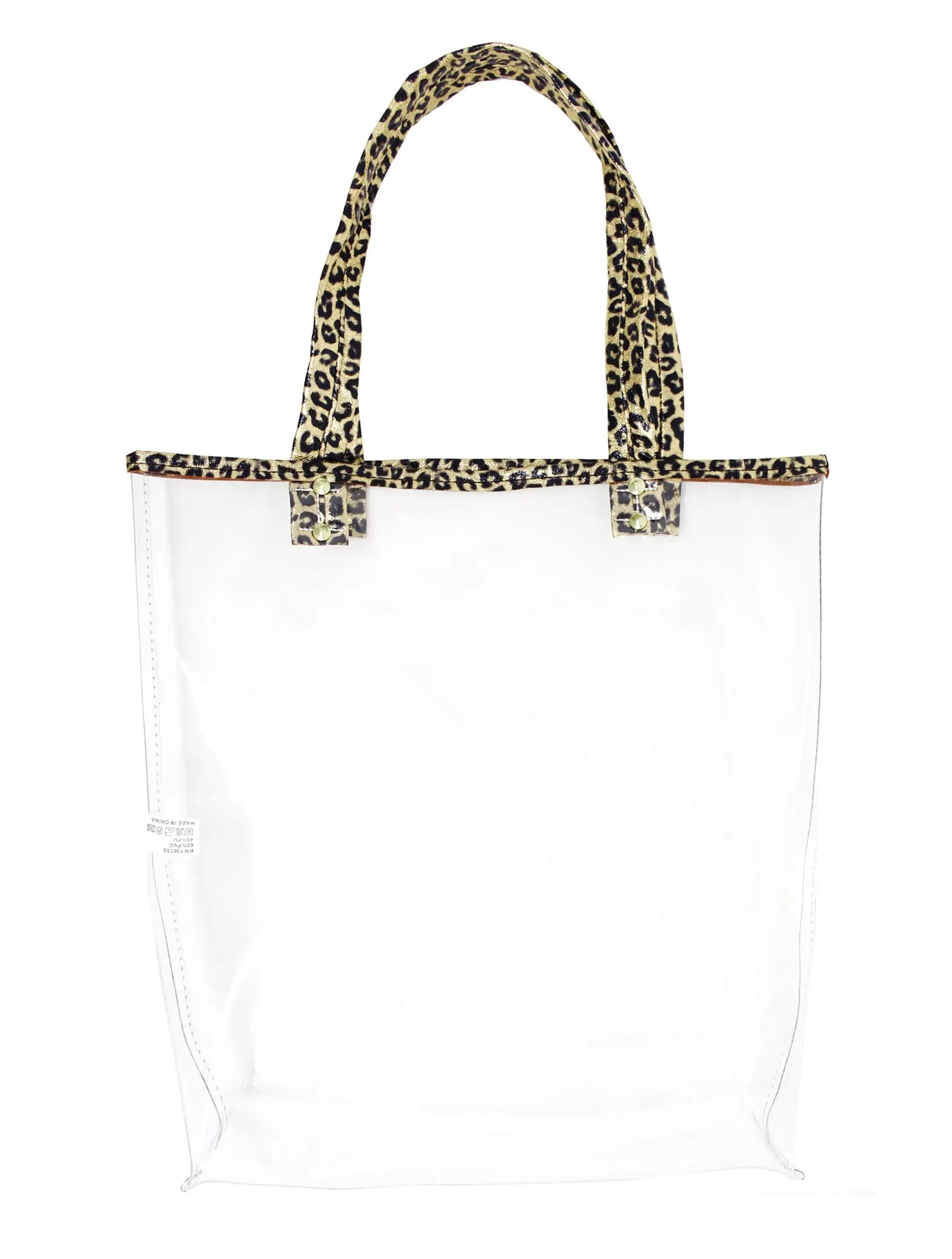 Joia Accessories Edgy Leopard Clear Tote – Stylish Transparent Bag    JOIA TRADING CO.