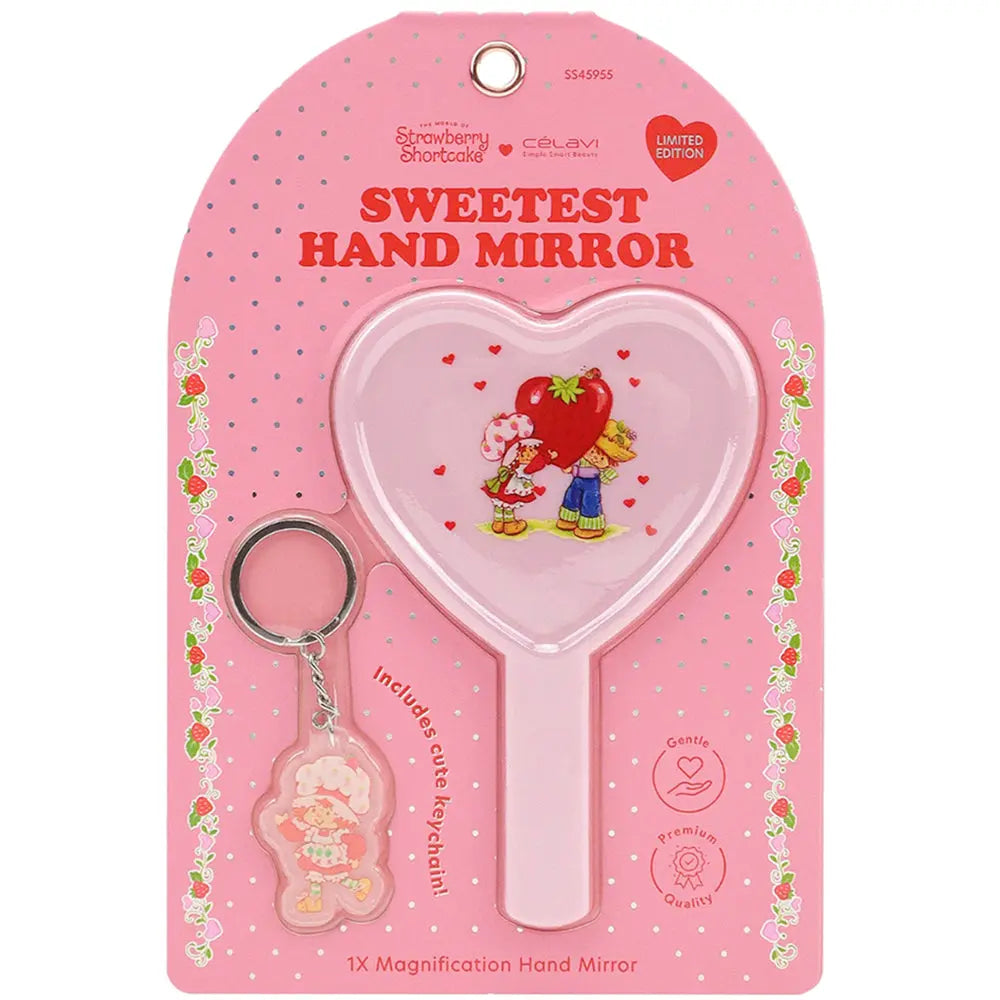 Joia Accessories Sweetest Hand Mirror – Heart-Shaped Strawberry Shortcake Design    JOIA TRADING CO.