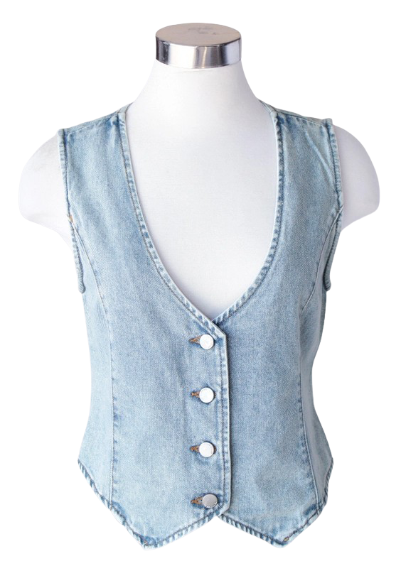 Keren Hart Bluebell Denim Vest – Lightweight Button Front Vest