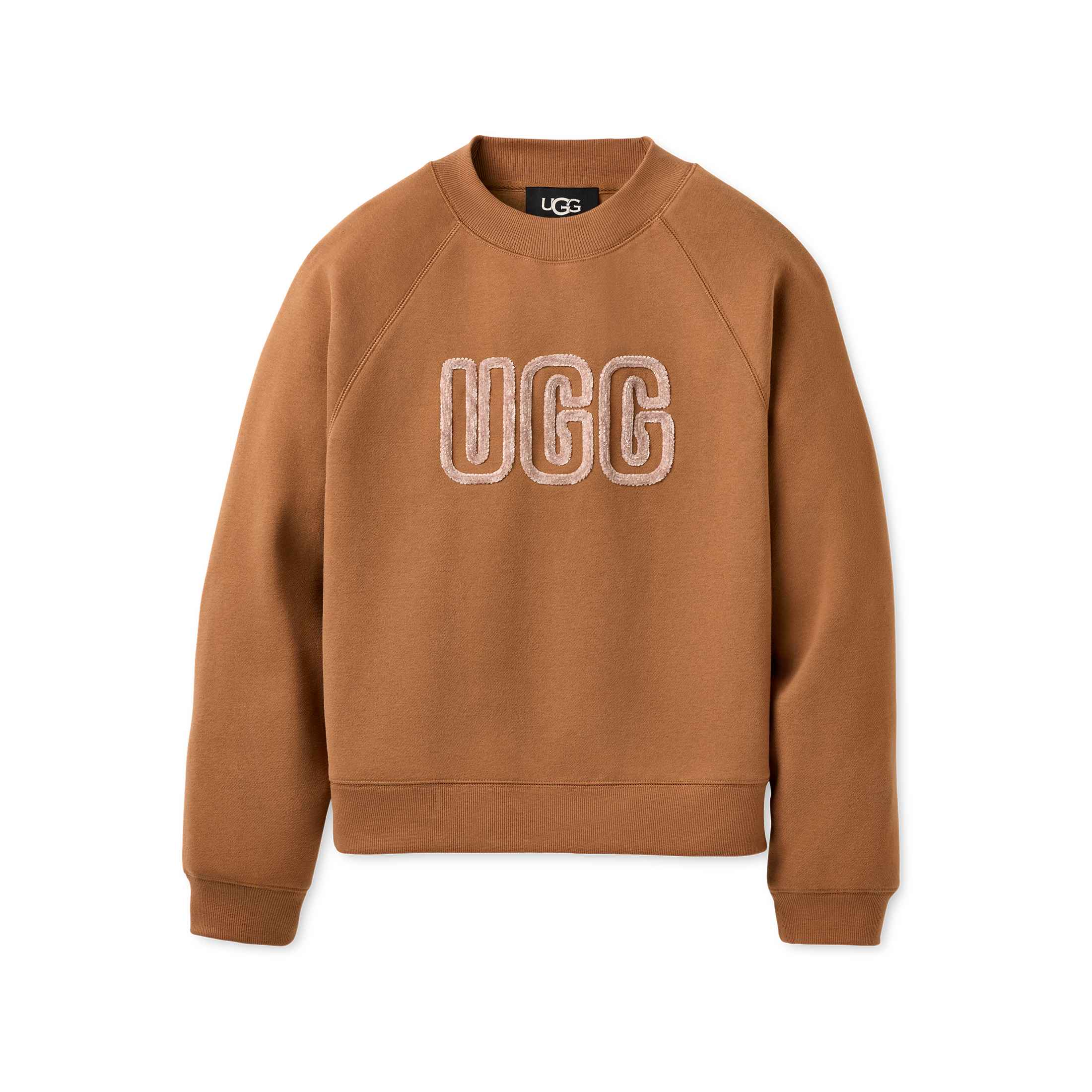 Women’s UGG Logo Crewneck – Soft Cotton Blend Sweatshirt  CHESTNUT / XL  UGG