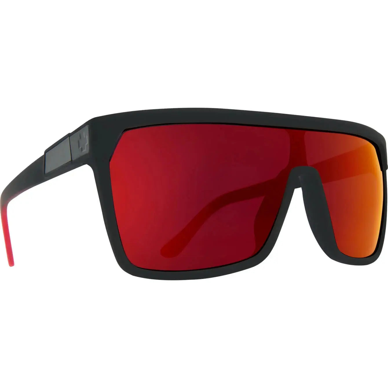 SPY+ Flynn Sunglasses – Oversized Mono-Lens with Happy Lens™ Tech  SOFT MATTE BLACK RED FADE  SPY OPTIC USA