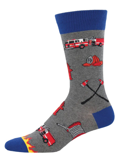 Men’s Socksmith Firefighter Socks – Fire Truck & Helmet Design