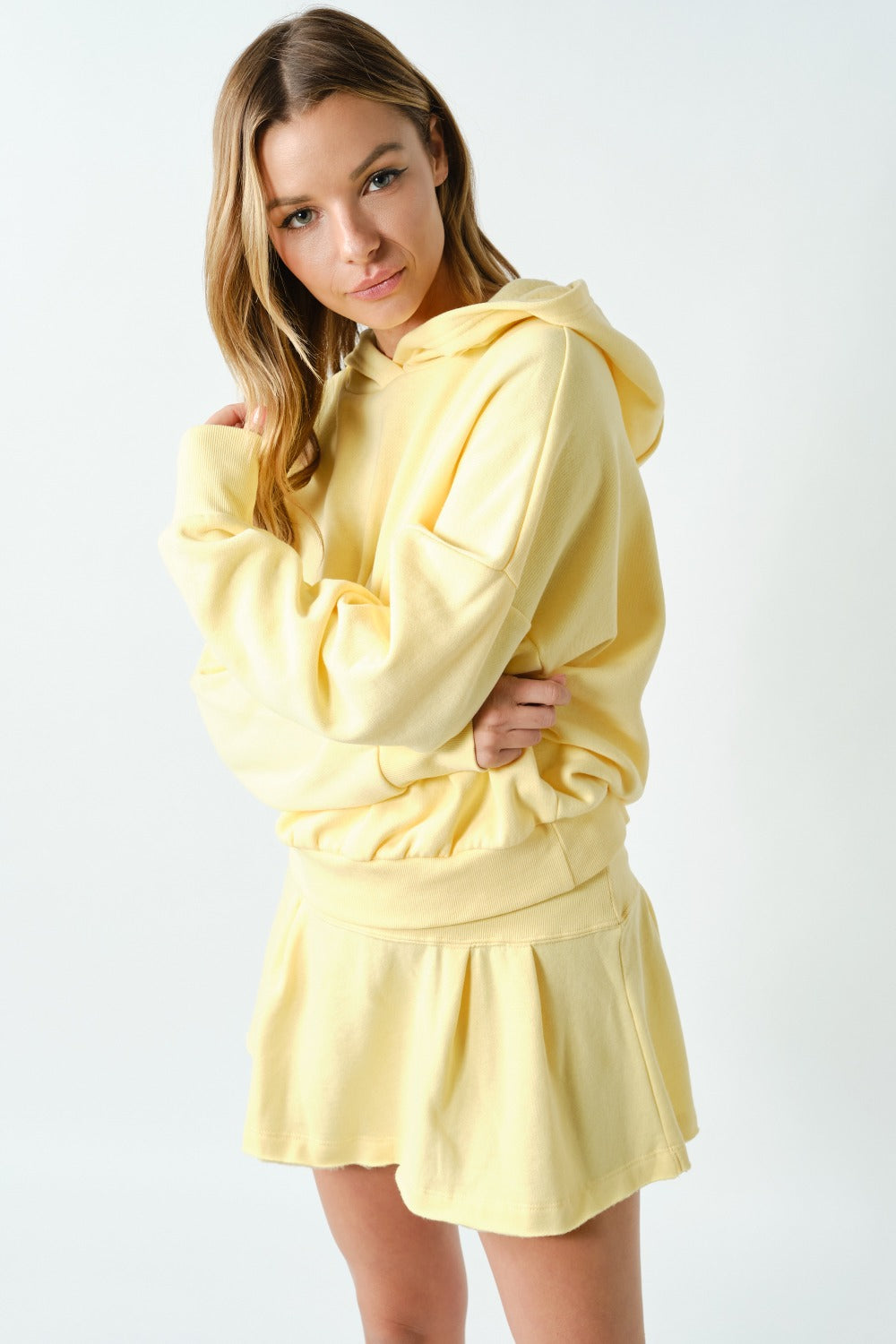Mono B Icon Short Cotton Hoodie Set – Cozy Hoodie & Skirt Set    MONO B