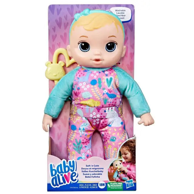Hasbro Baby Alive Soft ‘n Cute Doll – Huggable First Baby Doll  BLONDE HAIR  HASBRO